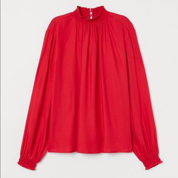 BNWT H&M Red Blouse with Collar - Picture 1 of 6
